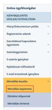A mérőállás bejelentést választva az általános tájékoztatás végén található a tovább lépéshez szükséges mérőállás