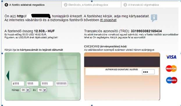 Fizetés ebben a lépésben már a CIB Bank oldalán folytatódik a tranzakció.