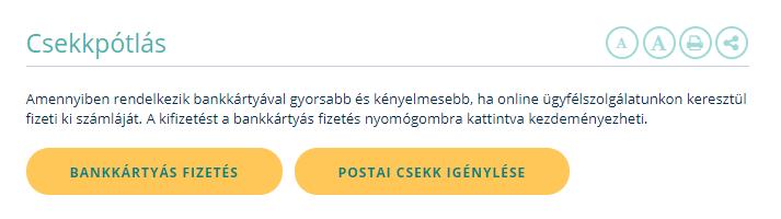 15.6. Postai csekk pótlása Ebben a menüpontban lehetősége van csekkpótlást kérni.