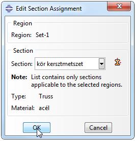 a lenti beviteli mezőben kattintsunk a Done gombra. Ekkor megjelenik az Edit Section Assignement ablak, ahol kiválaszthatjuk a keresztmetszetet.