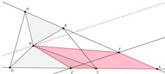 3.feladat Newton-tétel: Egy érint négyszög beírt körének középpontja, és az átlók felez pontjai egy egyenesre esnek. Legyen ABCD egy tetsz leges érint négyszög.