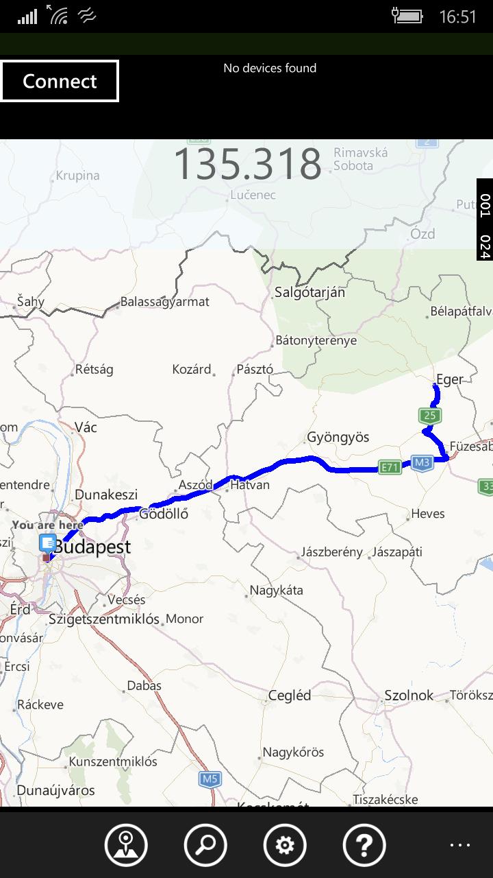 Útvonal tervezése MapControl képes az útvonalat tervezni, a tervezést optimalizálni Távolságra Időre Forgalomra Szövegdobozos keresőmező,