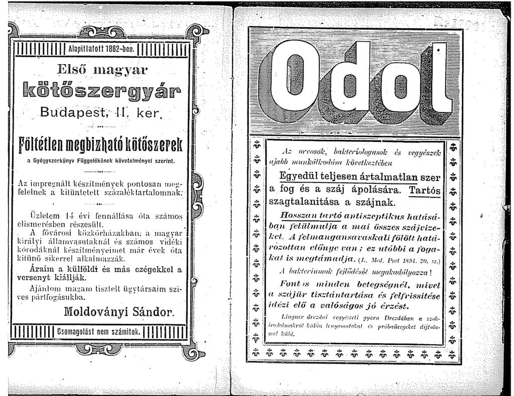 kiitöszergyár Budapest, If ker. föltétlen megbinató kötöszerek a Gyógyszerkönyv FUgoelékéncl{ követclmcnyer szerint.