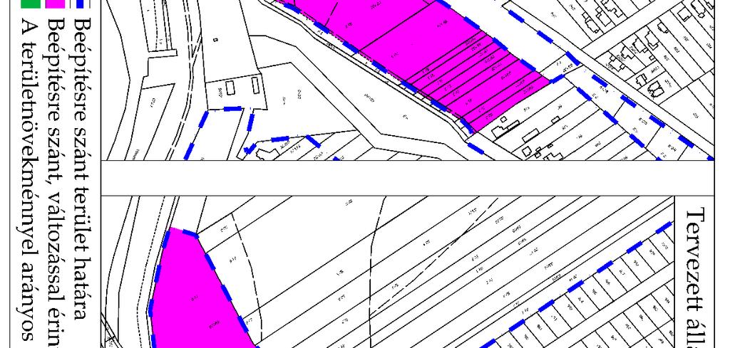 313 m 2 A változással érintett beépítésre szánt terület a tervezet szerint: 54 830 m 2 A beépítésre
