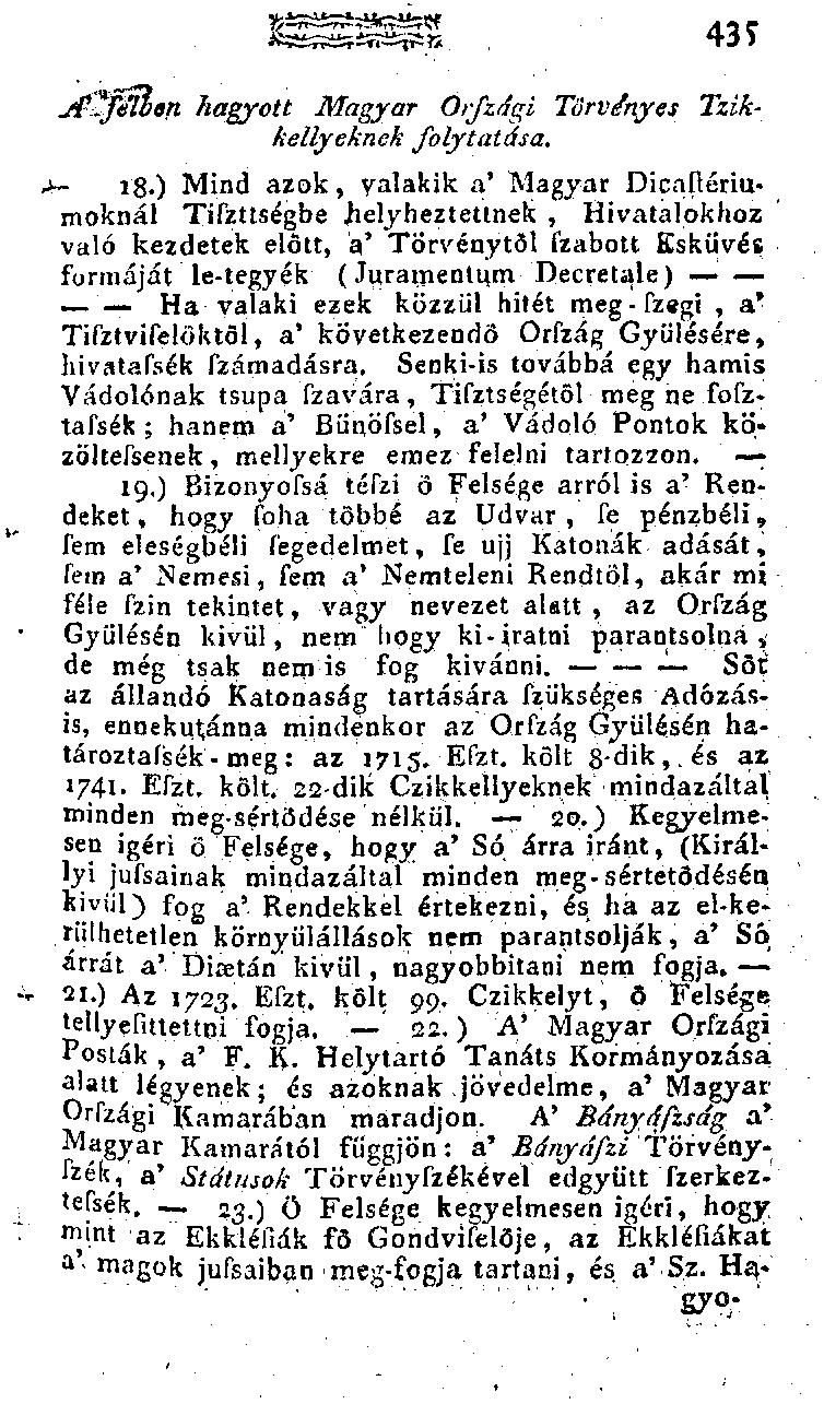 jf^je^leri hagyott Magyar Orfzági Törvényes Tzikkellyeknek folytatása. A- lg.) Mind azok, valakik a' Magyar Dicaltériumoknál Tifzttségbe.