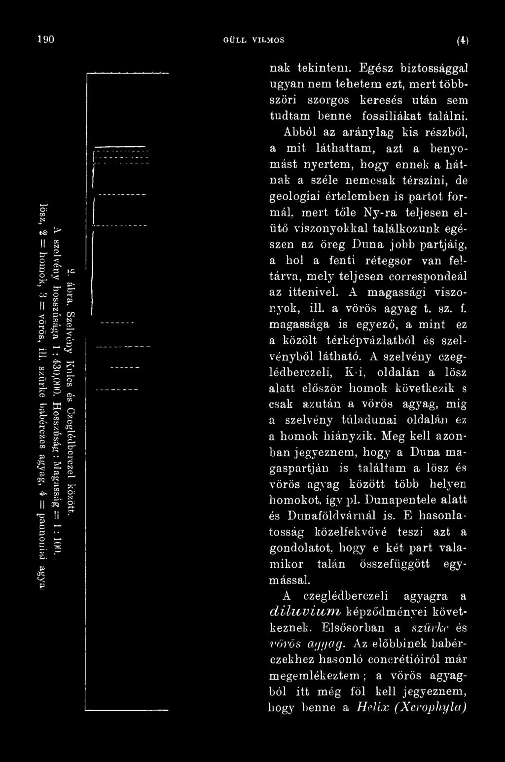 a vörös agyag t. sz. f. magassága is egyező, a mint ez a közölt térképvázlatból és szelvényből látható.