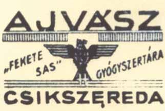 2019. április GYÓGYSZERÉSZET 5 6. ábra: A Szegeden oklevelet kapott két gyógyszerész, Ajvász Jenő és Konrád Kálmán erdélyi gyógyszertárainak címkéje (Dr.