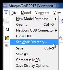 Feladat megoldása: Indítsuk el az Abaqus CAE programot. Adjuk meg a munkakönyvtárat a File Set Work Directory paranccsal.