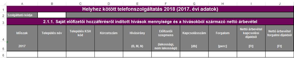 2. HELYHEZ KÖTÖTT TELEFONSZOLGÁLTATÁS 2.1.