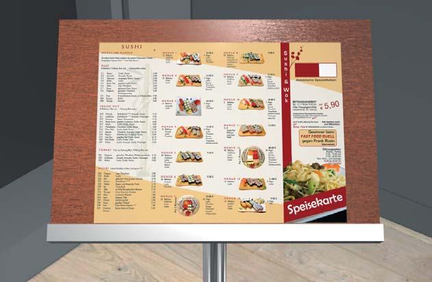 rozsdamentes acél lapra 4 db 13 mm fejátmérőjű acél távtartóval rögzített 2 db 4 mm vastag edzett üveglap The elegant and high-quality information sign for the most varied application areas consists