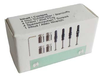 The two-piece construction consisting of a lateral ribbed head and a shaft assures easy assembly: The shaft is screwed to the wall or turned on a hanger bolt (rear M-thread in the shaft only Ø 9mm