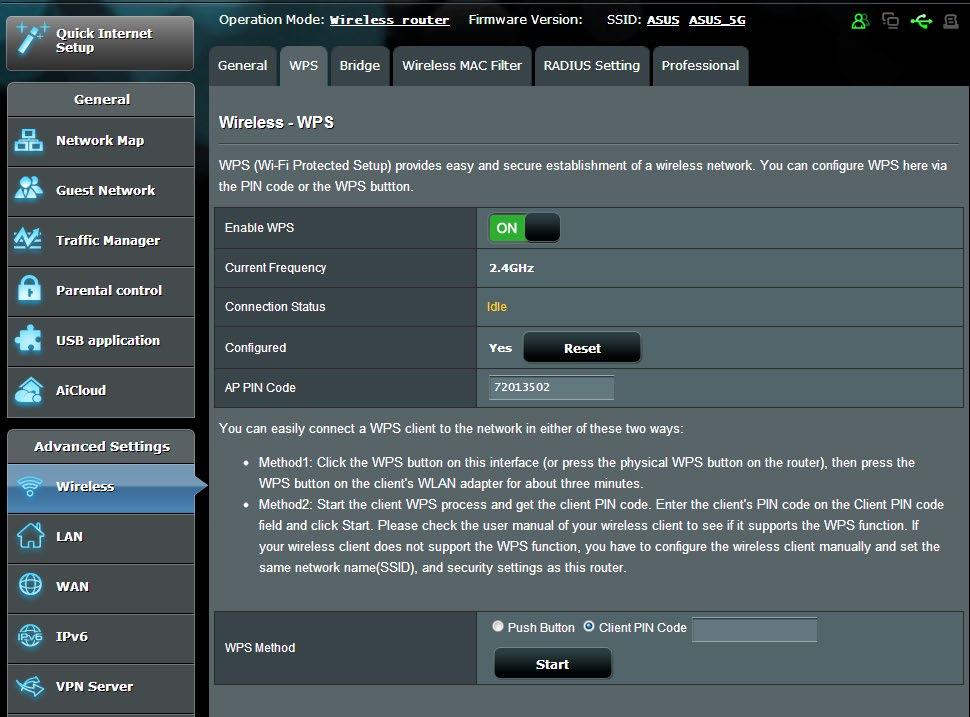 4.1.2 WPS A WPS (Wi-Fi Protected Setup) [Wi-Fi védett beállítás] egy vezeték nélküli biztonsági szabvány, amely lehetővé teszi eszközök könnyű csatlakoztatását egy vezeték nélküli hálózathoz.