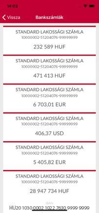 BANKSZÁMLÁK Ebben a menüben kerülnek felsorolásra azon számlái, amelye(- ke)n tulajdonos vagy tulajdonosi meghatalmazotti státusszal rendelkezik.