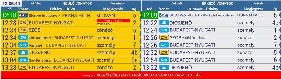 10.1.5. RGB LED fal technológiájú nagy összesítő kijelzők A 10.1.1. - 10.1.4. specifikációkban kért, Induló, Érkező ill.