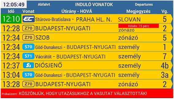 késő vonatok információja tetszőleges ideig (a valós indulás vagy érkezés időpontjáig) kint hagyható legyen.