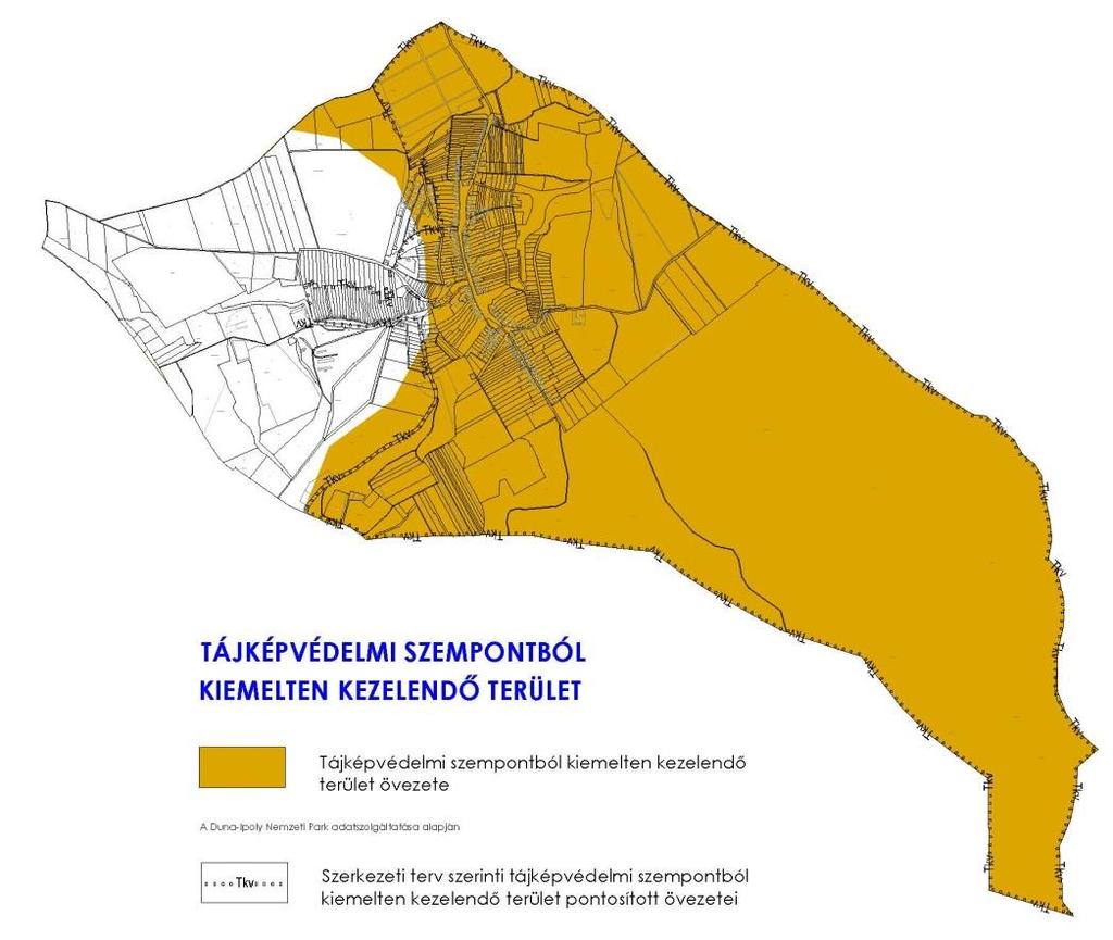 2.3. TÁJVÉDELMI ÉS TÁJKÉPVÉDELMI JAVASLATOK Tájképvédelmi szempontból kiemelten kezelendő területek Komárom-Esztergom Megye Területrendezési Terve a készítéskor hatályos OTrT-vel összhangban