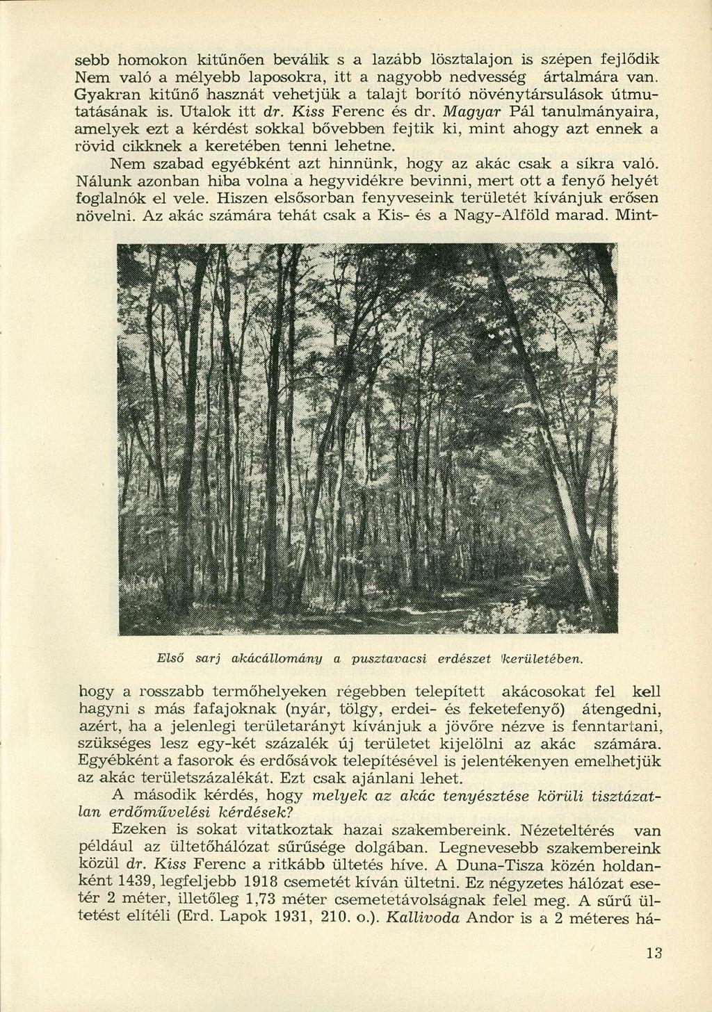 sebb homokon kitűnően beválik s a lazább lösztalajon is szépen fejlődik Nem való a mélyebb laposokra, itt a nagyobb nedvesség ártalmára van.