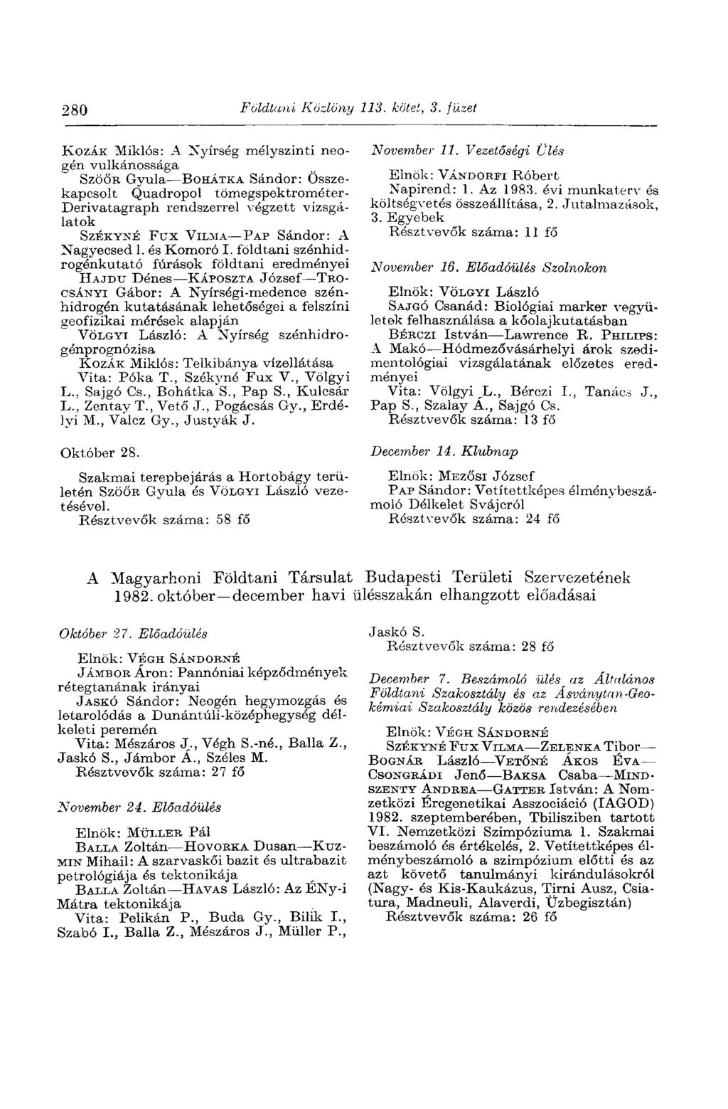 280 Földtani Közlöny 113. kötet, 3.