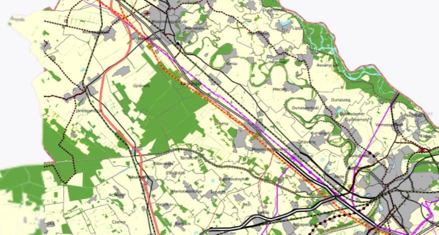 Lébény Kivonat az Országos Területrendezési Tervből A települést érintő Országos jelentőségű műszaki infrastruktúra-hálózatok