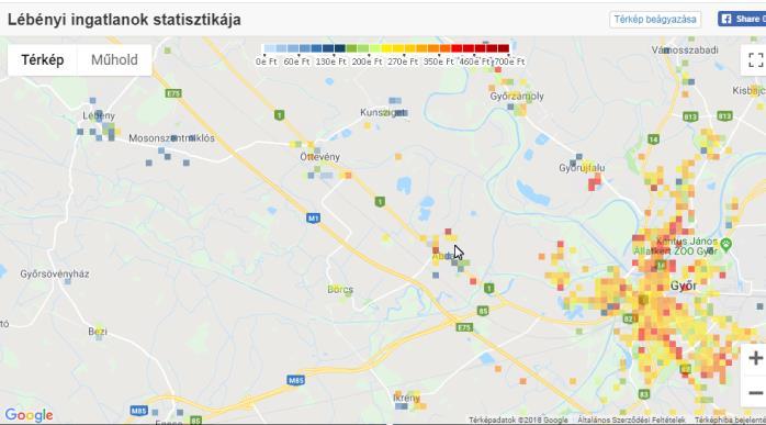 hu Lakóingatlanok esetén Lébény településen az elmúlt 5 évben az átlag négyzetméter ár 114.681 forintról 185.