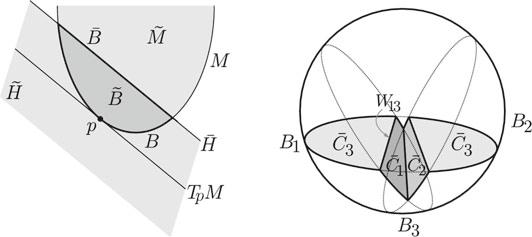 72 B. Csikós Fig. 5 Construction of the flat DVcells of a flower. (On the right: the flat DVcells of the flower (B 1 B 2 ) B 3 ) on the linear space R n+1 = R n R, where ɛ { 1, 0, 1}.