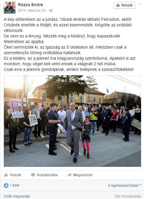 7. ábra. No 14 poszt (Rózsa Endre posztja) Nem megszemélyesített morális ellenpontok három posztban tűnnek csak fel.
