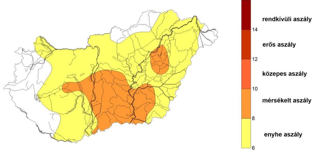 Az átlagosnál szárazabb további időjárás esetén PAI ( o C/100mm) Az Integrált vízháztartási tájékoztató, operatív aszály- és vízhiány értékelés című kiadványt a BM 45/2014. (IX. 23.