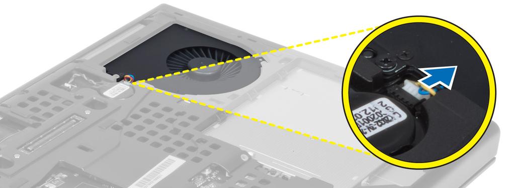 A processzorventilátor beszerelése 1. Csatlakoztassa a processzorventilátor kábelét. 2. Helyezze be a processzorventilátort a számítógépben lévő foglalatába. 3.