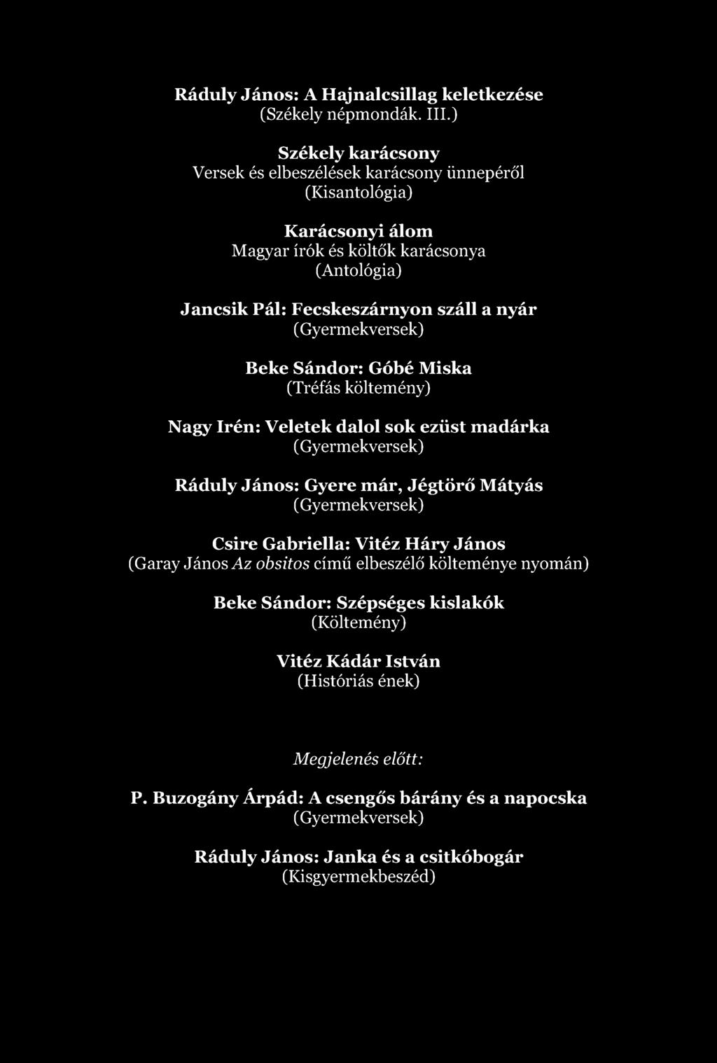 Ráduly János: A Hajnalcsillag keletkezése (Székely népmondák. III.
