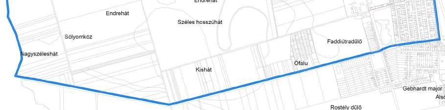 Területlehatárolás a alaptérképen (kék kontúrral a