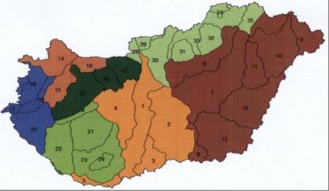 Dunai Alföld, Tiszai Alföld, Kisalföld, Nyugat-magyarországi peremvidék,