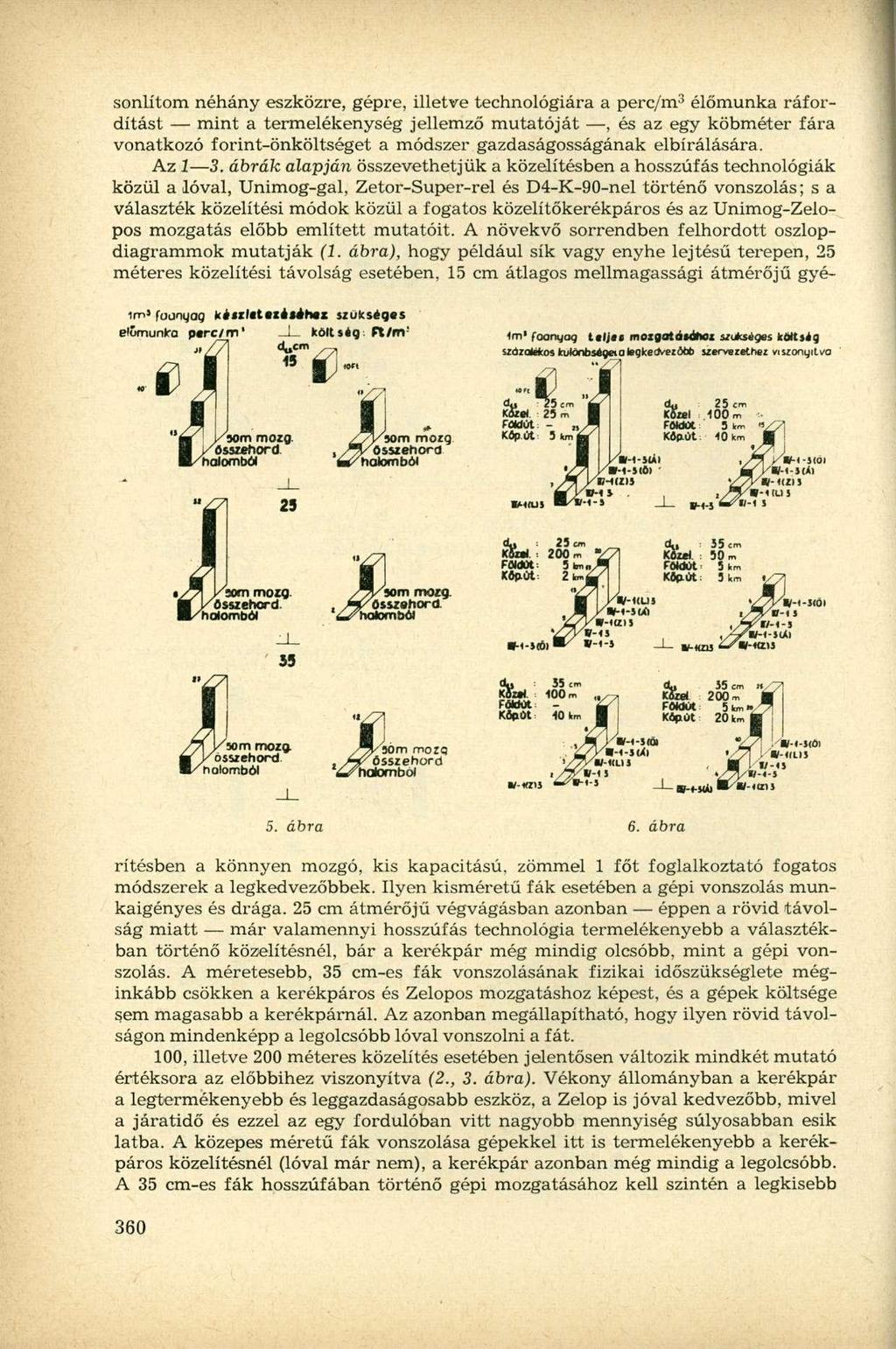 sonlítom néhány eszközre, gépre, illetve technológiára a perc/m 3 élőmunka ráfordítást mint a termelékenység jellemző mutatóját, és az egy köbméter fára vonatkozó forint-önköltséget a módszer
