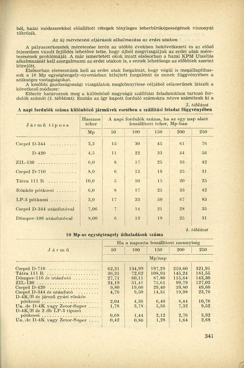 bői, hazai módszerekkel előállított rétegek tényleges teherbíró-képességének viszonyát tükrözik.