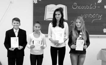 A továbbjutóknak sok sikert kívánunk! 5-6. évf.: I. helyezett: Mezei Márton 5.a II. helyezett: Sebők Vivien 6.a III. helyezett: Hajma Erika Angéla 6.b Mezei Zsanett 6.b 7-8. évf.: I. helyezett: Balogh Babett 7.