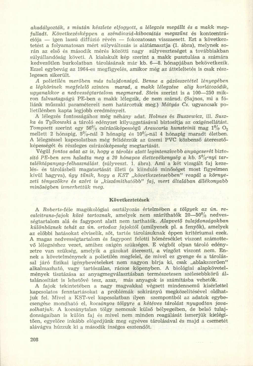akadályozták, s miután készlete elfogyott, a lélegzés megállt és a makk megfulladt.