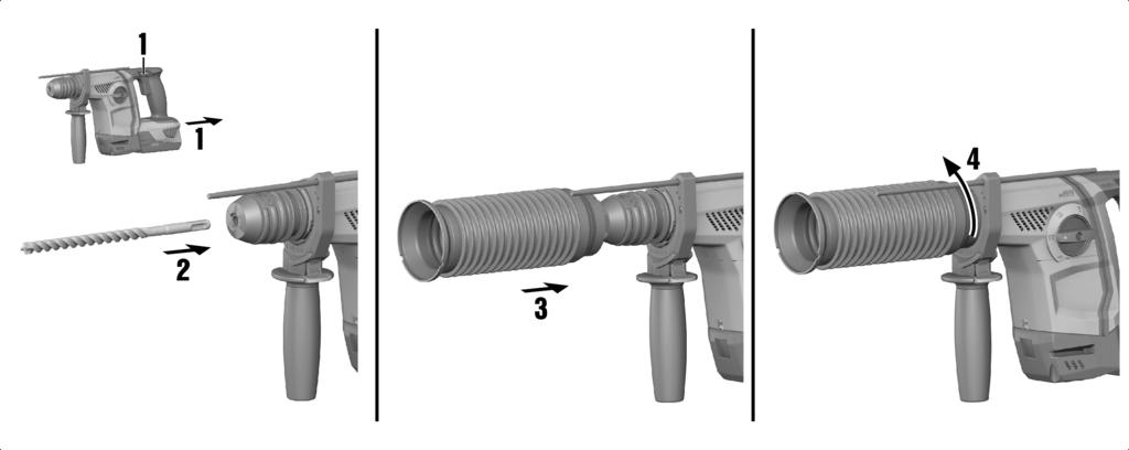 5.7 Szerszám behelyezése 1. Enyhén zsírozza be a betétszerszám befogószárát. Csak eredeti Hilti gépzsírt használjon. Nem megfelelő zsír használata a gép károsodásához vezethet. 2.