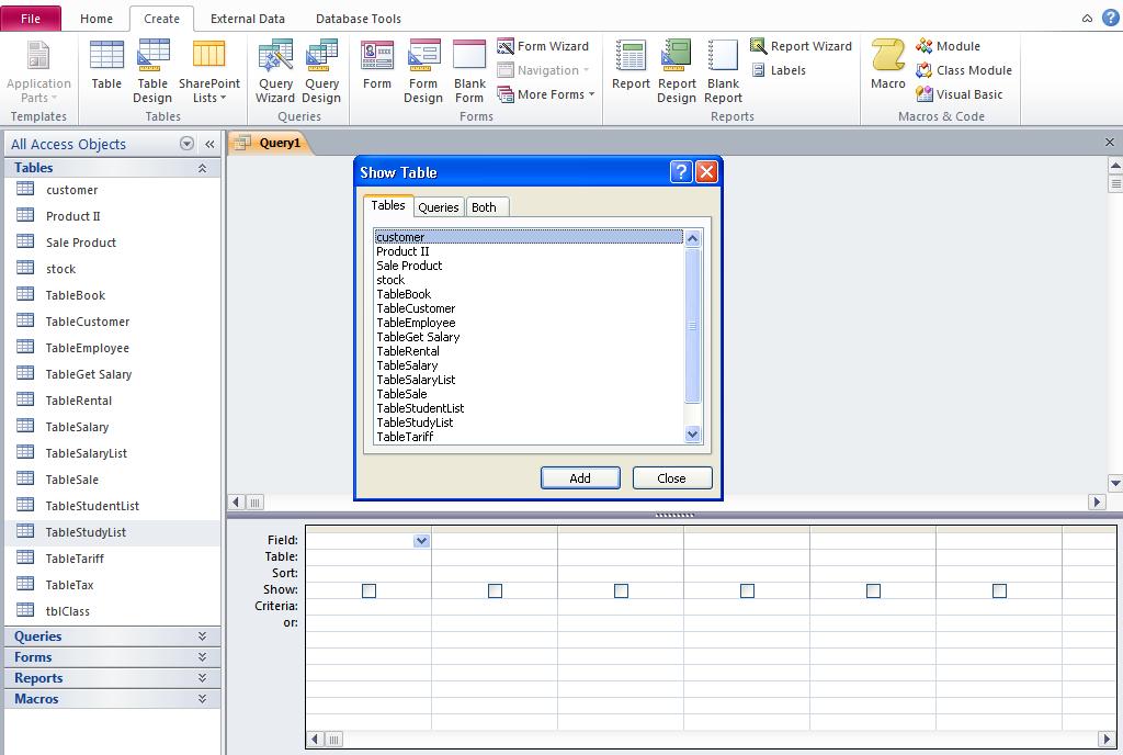 IV. karbegáit Create Query Query KWCaEpñkmYyén Access Database smrab;rukrktinñn½yetatamtmruvkar rbs;gñkerbir)as; ehiy Query myygactajtinñn½yecjbitablemyybjercinmkbgðajetatamkmnt;kensamlkçn³.