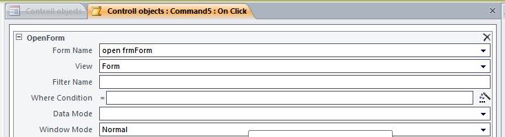 Macro rbs; Menu Open Query EdlsßitenAelI Form Controls Object edim,iebik Form