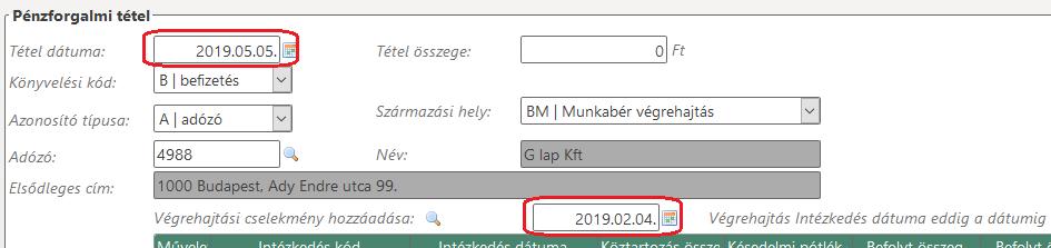 A BH kódú inkasszós befizetések esetén csak azok a 3-as kódú hatósági átutalási megbízás végrehajtási intézkedés tételek jelennek meg, amiknek a