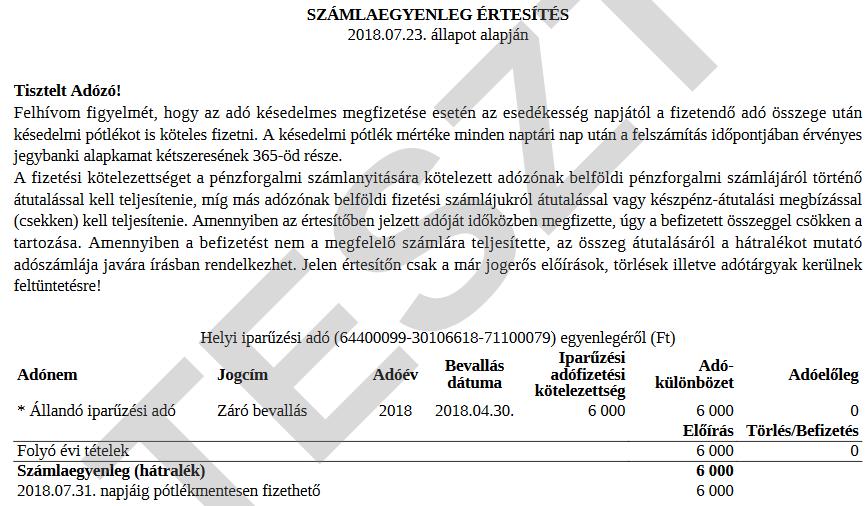 pozícionálására: Ha a nyomtatás módjánál a Számlalevél kerül