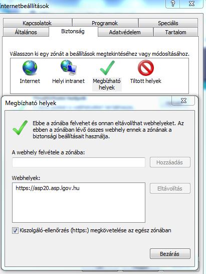 Internetbeállítások/biztonság/Megbízható helyek Kezelő- és egyéb elemek bemutatása Naptár gomb A Naptár gomb használatával a dátum mezők értékeinek megadása