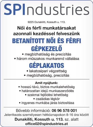 10 2019. augusztus 9. Műkörmöst, fodrászt, pedikűröst, kozmetikust alkalmazottként felveszünk. Magas, fix bér! Tel.: 06-30-907-9441 Büfébe főállású vagy kisegítő pultost keresünk, azonnali kezdéssel!