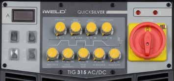 3. Operation Instruction 3-1 Front Panel HU Display Pre-Flow time Peak current Basic current Down Slope Error indicator 2T/4T switch TIG/MMA switch Protection indicator Power switch AC / DC switch