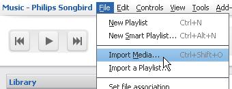 » A alkalmazásban a médiafájlok a központi zenemappa hozzáadásra vagy eltávolításra. A lépjen a File (Fájl) > (Média importálása) elemhez, és válassza ki a mappákat a számítógépen.