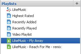 » A LikeMusic lejátszási lista mentésre kerül a Playlists (Lejátszási listák) alatt.