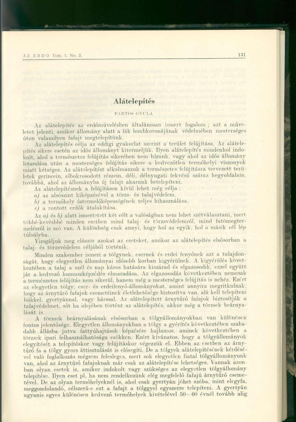 Alátelepítés PARTOS (ivl'i.
