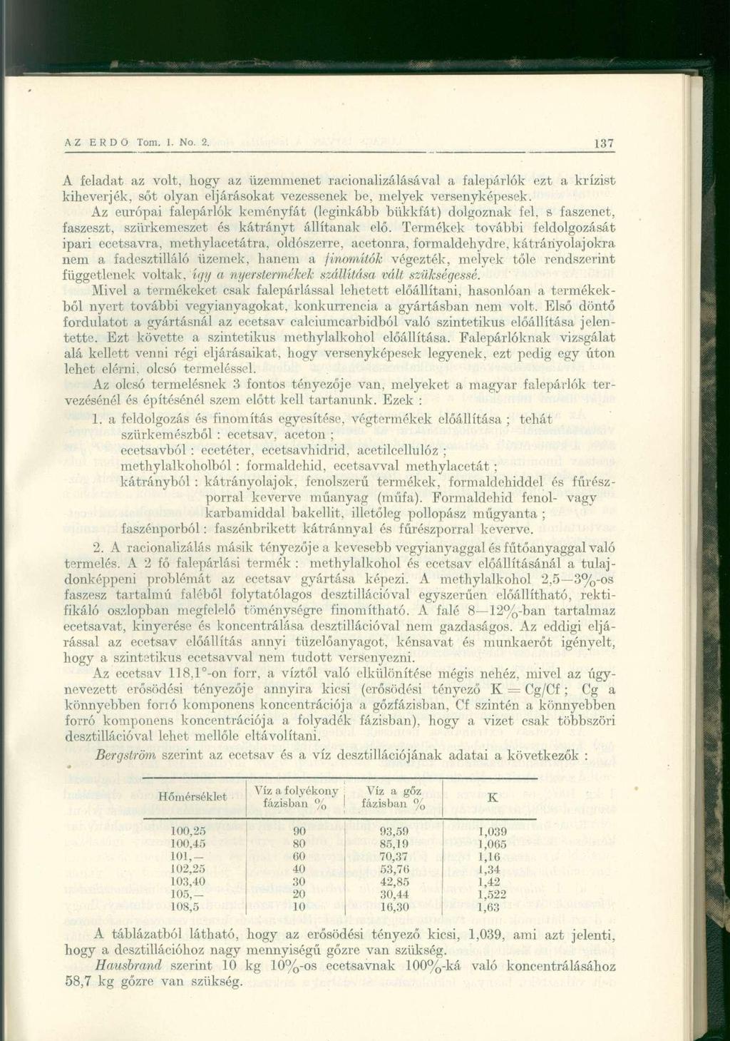 A feladat az volt, hogy az üzemmenet racionalizálásával a falepárlók ezt a krízist kiheverjék, sőt olyan eljárásokat vezessenek be, melyek versenyképesek.