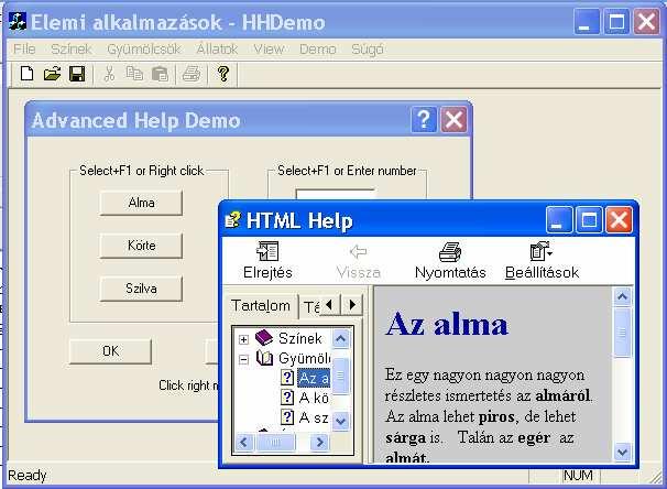 Párbeszédablakunkon az alábbi súgó szolgáltatásokat szeretnénk megvalósítani: OnOver funkció OnContextHelp() Ha egy vezérl (gomb, adatbeviteli mez ) fölött álldogál az