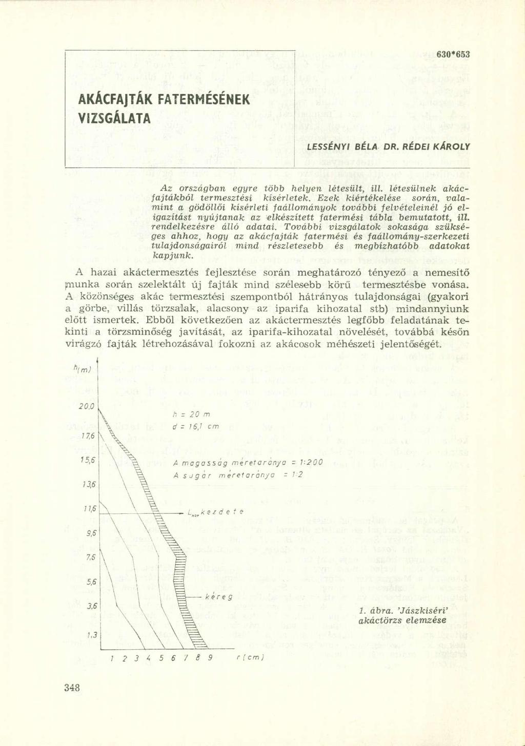 630*653 AKÁCFAJTÁK FATERMÉSÉNEK VIZSGÁLATA LESSÉNYI BÉLA DR. RÉDEI KÁROLY Az országban egyre több helyen létesült, ill. létesülnek akácfajtákból termesztési kísérletek.