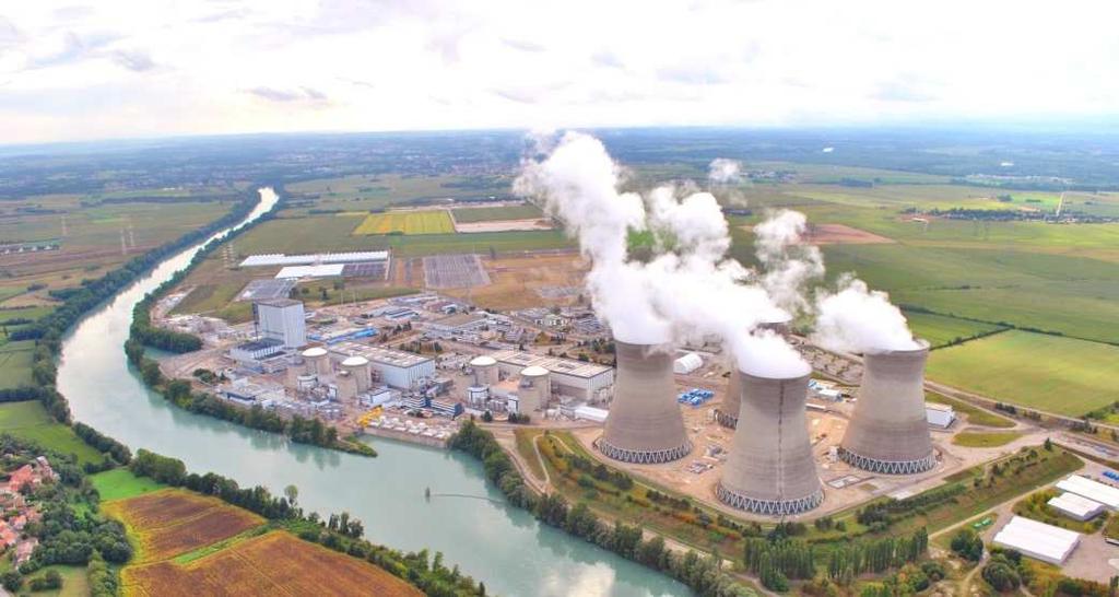 Franciaország Bugey atomerőmű 4 db PWR blokk: 945 MWe és 2785 MWterm blokkonként Hűtőtornyos Rhone folyó mentén: Középhőmérséklet:13,03 C Minimum: 2,8 C Maximum 23,7 C (2017-es adatok) Az atomerőműre